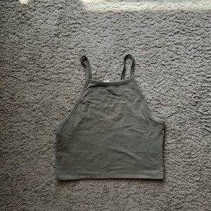 H&M cropped racer back tank (khaki green)